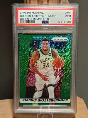 2024 Panini Prizm DECA Green Shimmer #124 Giannis Antetokounmpo card like new