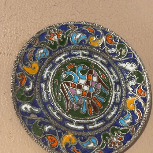 Handmade painted enamel plate like new