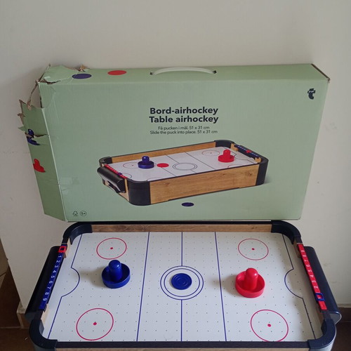 Wooden air hockey table used, 51x31 cm