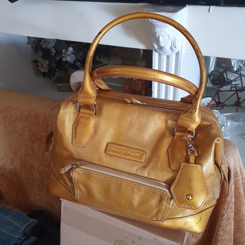 Longchamp patient leather handbag used, yellow and orange