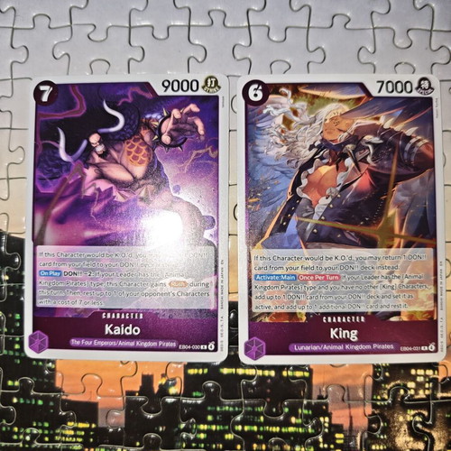 One Piece Kaido EB04-030 and King EB04-031 cards