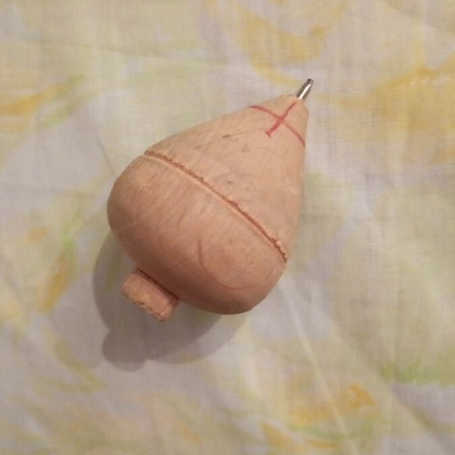 Wooden spinning tops used, set of 2 from the 80s