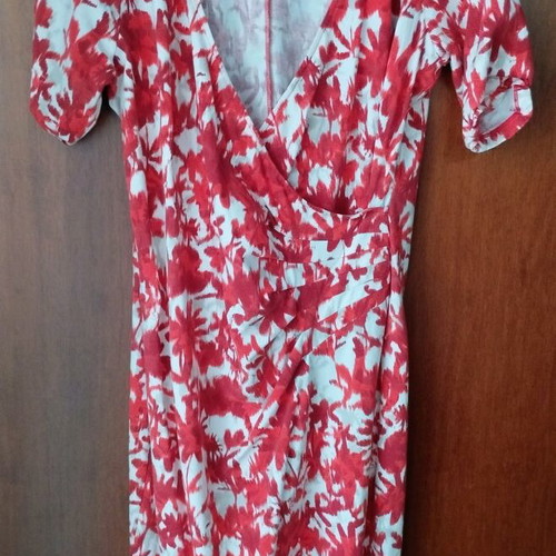Laurel Red Floral Cotton Dress Set, wrap and slip
