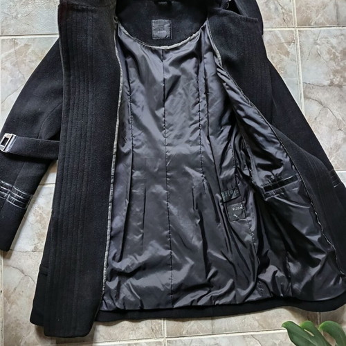 RUDSAK wool coat with genuine leather, like new, women's M