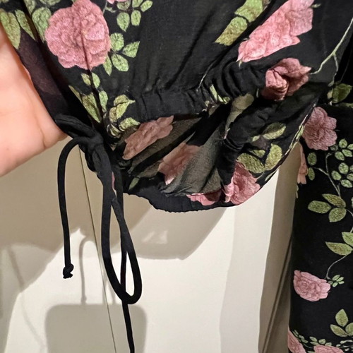 For love & lemons silk dress like new, black with floral print