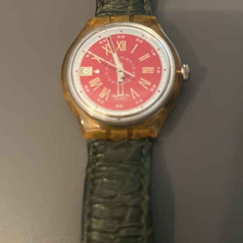 Swatch Automatic used collectible 1994 with leather strap 17cm
