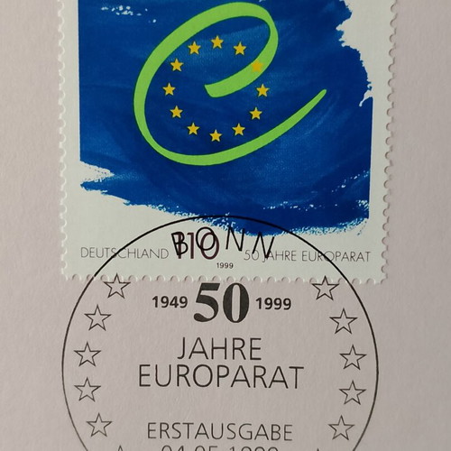 German 1999 stamp with Bonn first day cover, mint block of four