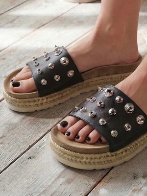La Coquette Rock Chic leather platform sandals with studs, size 38