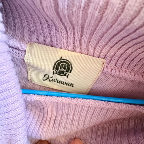 Karavan thin sweater used, purple, large turtleneck one size