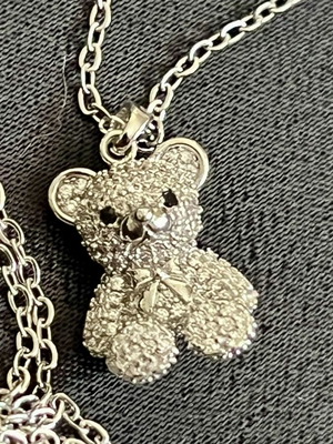 Teddy Bear Necklace new, stainless steel with sparkling zirconia