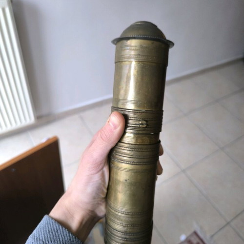 Handmade brass coffee and spice grinder used, collectible