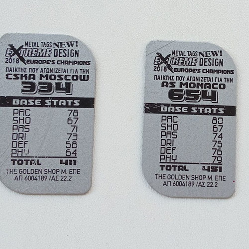 Football tags used Europe's Champions 2018, set of 2