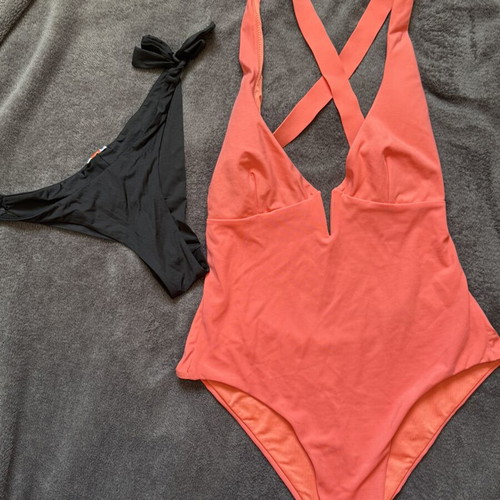 Zara one-piece swimsuit new, cross back, red and orange
