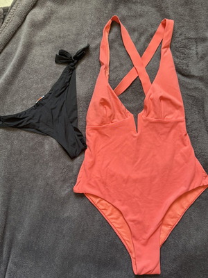 Zara one-piece swimsuit new, cross back, red and orange