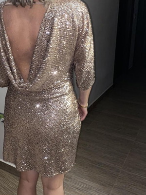 Zara evening dress, beige and gold, size L