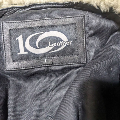 Men's leather pilot aviator bomber jacket new, black with removable fur