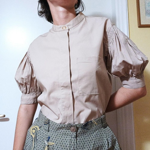 COS beige minimal shirt new, boxy fit with puffed sleeves