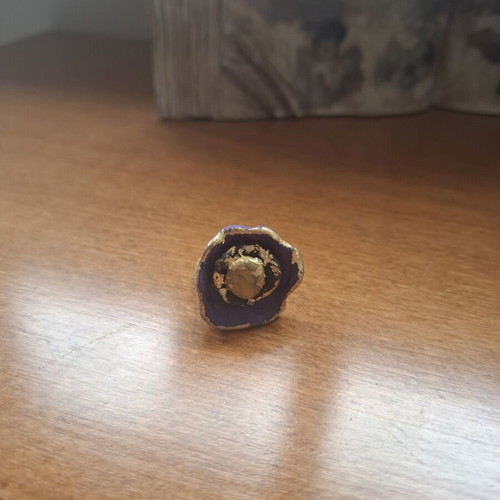Handmade ring from porcelain with gold leaf, new