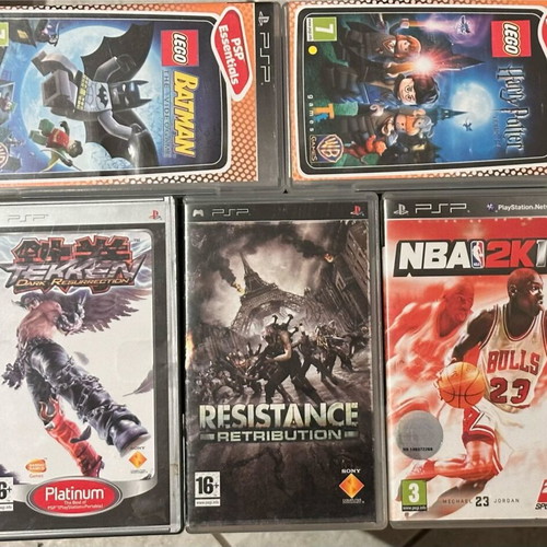 PSP various games 5 used with boxes and manuals like new