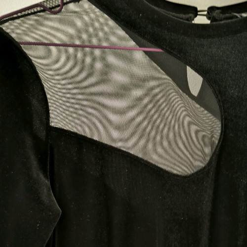 Black dress with SheX mesh panels new, long-sleeve, elastic