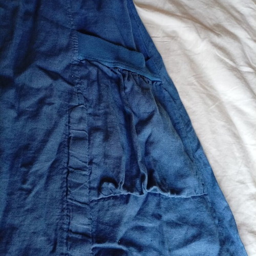 Linen dress with neck tie like new, size S, blue
