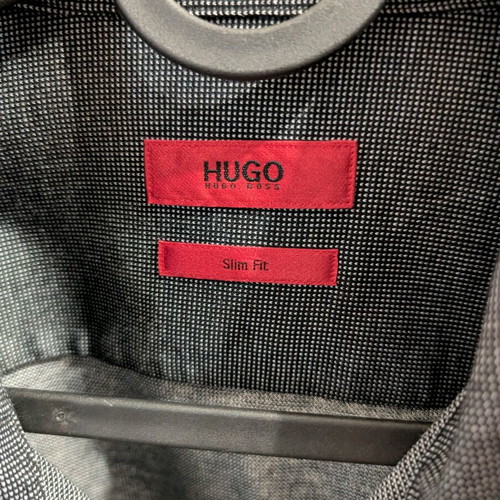 Hugo Boss men's slim fit shirt gray black size L like new