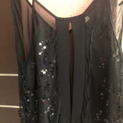 Queen Fashion top new, black, size M with sequins and deep neckline