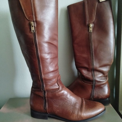 Spanish leather riding boots, brown, size 39, new