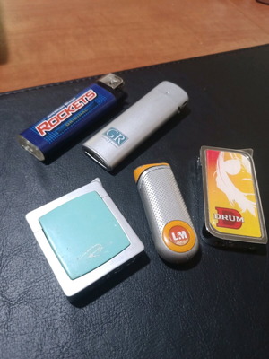 Lighters used, pack of 5 advertising from cigarette companies