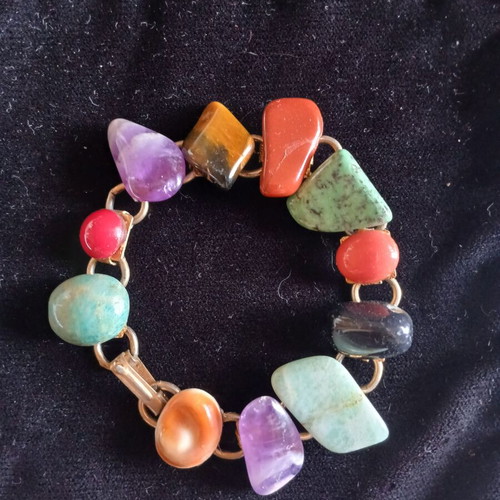 Vintage bracelet with semiprecious stones like new, multicolor