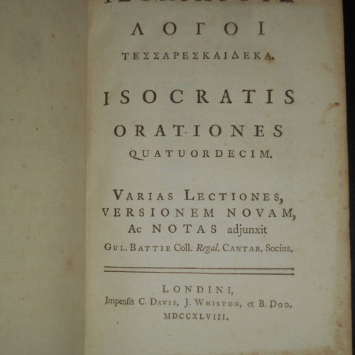 Isocrates book 1748 used, Greek text