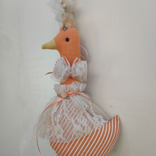 Candle with striped fabric duck new