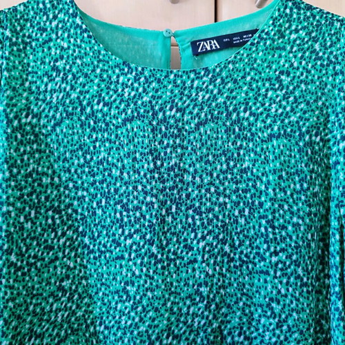Zara green printed midi dress like new