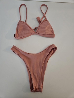 Women's striped nude pink bikini minimal like new size S