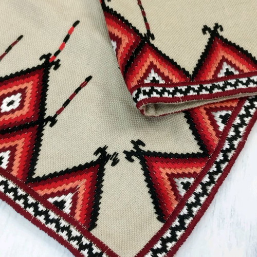 Hand embroidered linen tablecloth square like new 68x70 cm
