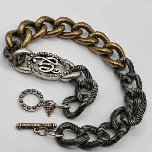 Guess statement necklace with chunky two-tone chain