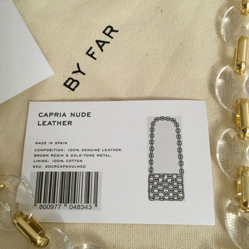 By Far Capria Chainlink leather shoulder bag nude new