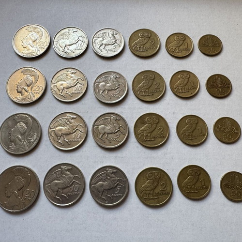 Greek Coins 1973 B 4 Rows used