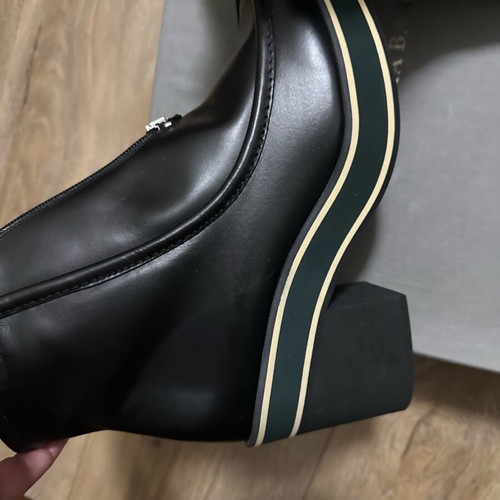 Paloma Barceló black ankle boots with green stripe new