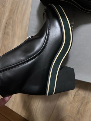 Paloma Barceló black ankle boots with green stripe new
