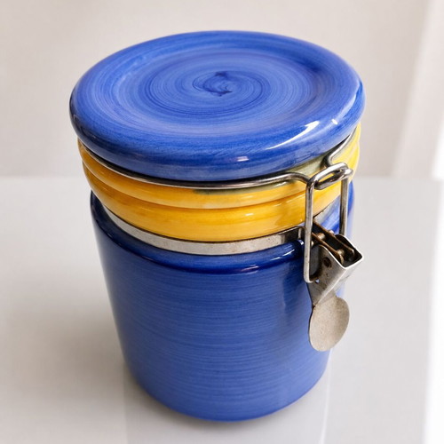 Storage Vase with Airtight Closure, Handmade Color, Like New