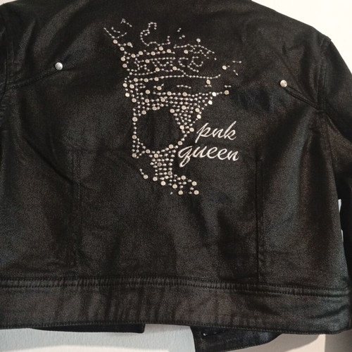 Pink Woman Thin Short Jacket Medium New Black with Rhinestones