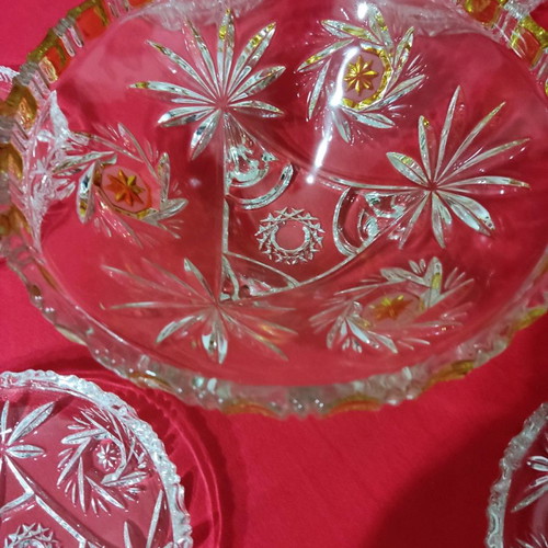 Walter glass crystal serving set used with small plates