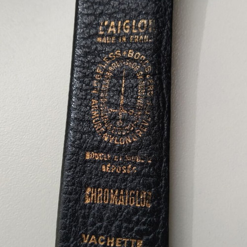 Vintage black leather belt L'Aiglon used, size 90