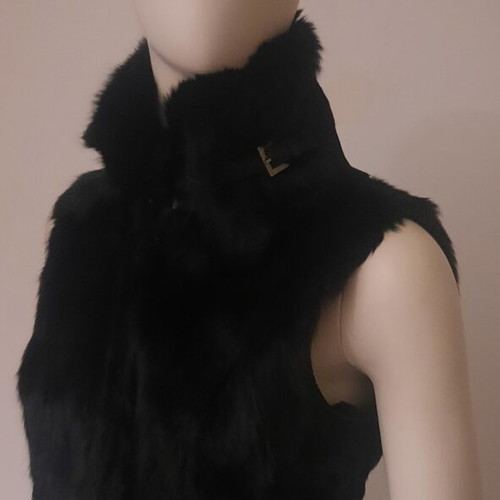 Women's vest like new, natural rabbit fur, black