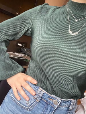 Stradivarius blouse green, like new, size S