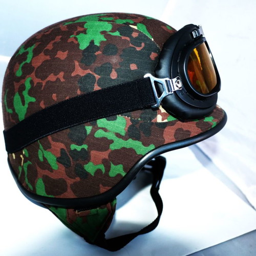 U.S.A Army replica motorcycle helmet with goggles, multi camouflage