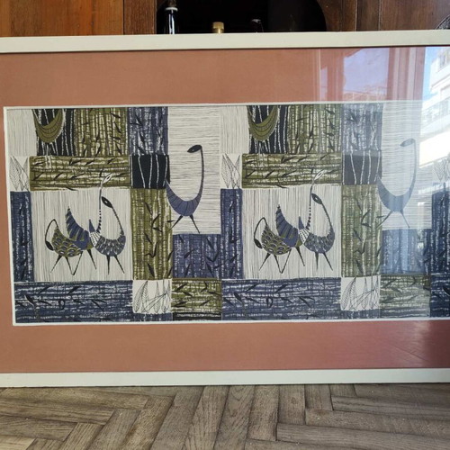 Vasso Katraki artwork like new, woodcut print 1956