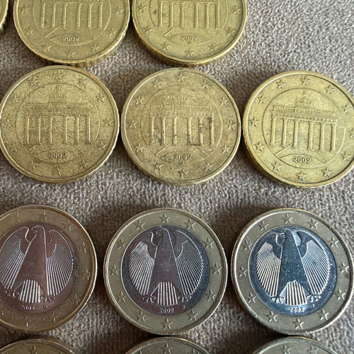 Germany Euro Coin Collection used, 48 pieces 2, 1 and 0.50 euro
