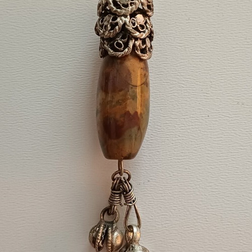 Vintage ethnic tribal pendant amulet with jasper stone
